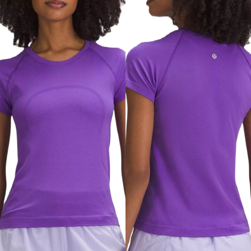 lululemon athletica swiftly tech waist length Atomic Purple Short Sleeve Tee